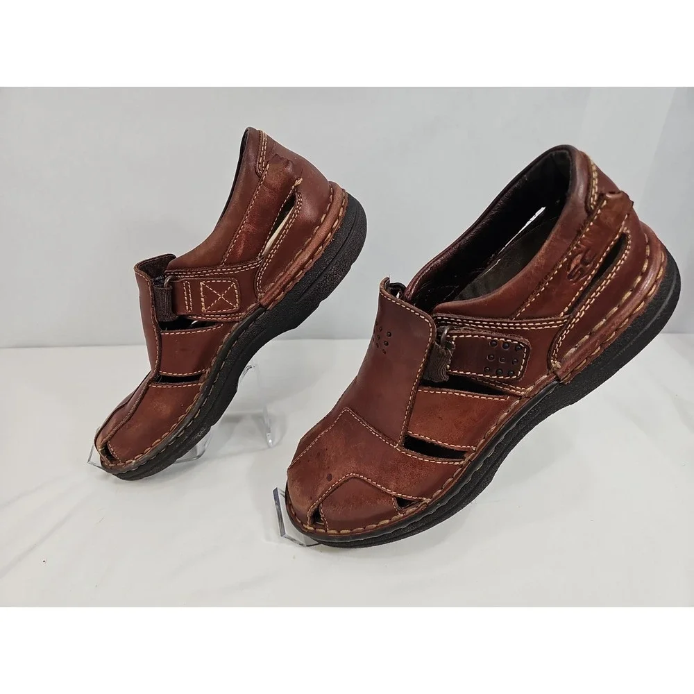 Streetcars Brown Leather Hook Loop Fisherman Sandal Comfort Men Shoe Size 10M